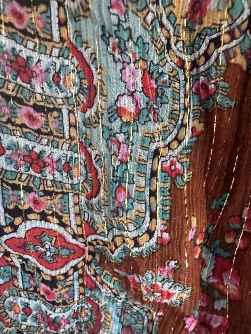 Vintage Y2K Silk Paisley Cami Rhinestone Lace Straps S - Picture 3 of 5